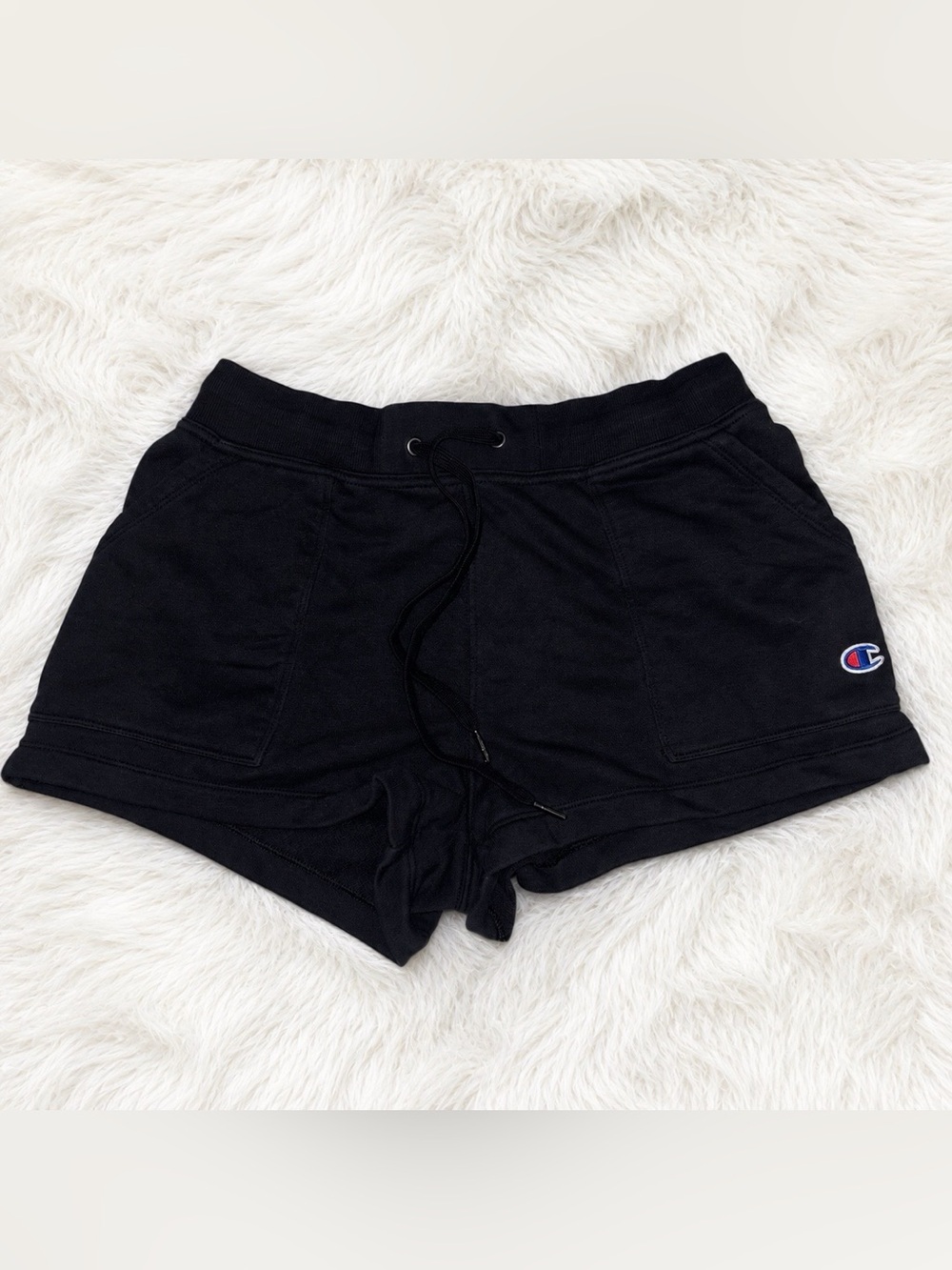 Women’s Champion Black Cotton Drawstring Shorts